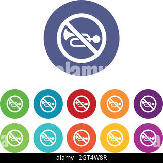 No horn traffic sign set icons Stock Vector