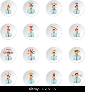 Stress icons set Stock Vector
