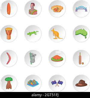 Australia travel icons set Stock Vector