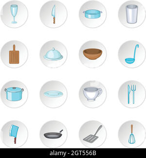 Basic dishes icons set Stock Vector