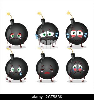 Bomb explosive firecracker cartoon character with sad expression. Vector illustration Stock Vector