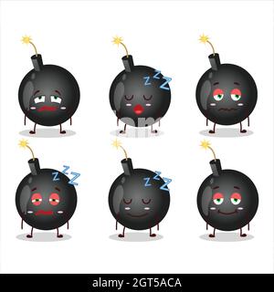 Cartoon character of bomb explosive firecracker with sleepy expression. Vector illustration Stock Vector