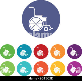 Wheelchair set icons Stock Vector