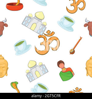 Country of India pattern, cartoon style Stock Vector