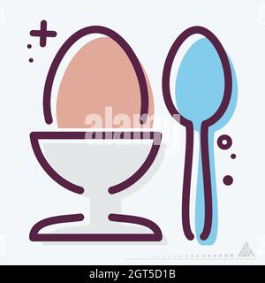 Icon Boiled Egg - MBE Syle - Simple illustration, Editable stroke, Design template vector, Good for prints, posters, advertisements, announcements, in Stock Vector