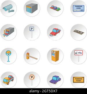 Parking items icons set Stock Vector