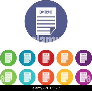 Contract set icons Stock Vector