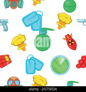 War equipment pattern, cartoon style Stock Vector