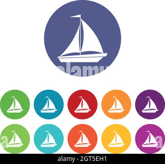 Boat with sails icons set Stock Vector Image & Art - Alamy