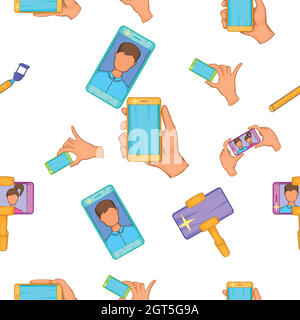 Selfie pattern, cartoon style Stock Vector