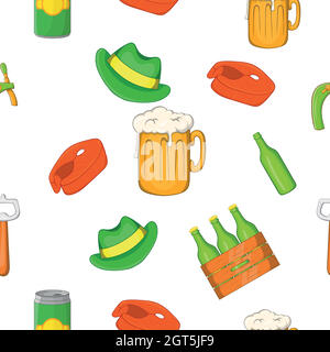 Beer festival pattern, cartoon style Stock Vector