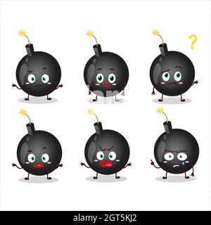 Cartoon character of bomb explosive firecracker with what expression. Vector illustration Stock Vector