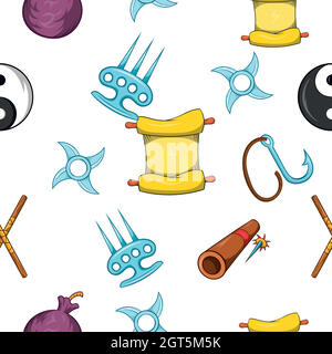 Killer ninja pattern, cartoon style Stock Vector