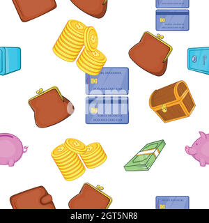 Cash pattern, cartoon style Stock Vector