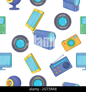 Electronic appliance pattern, cartoon style Stock Vector