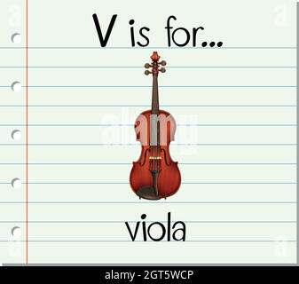 Flashcard letter V is for viola Stock Vector