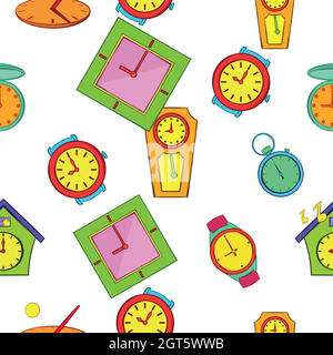 Kinds of watches pattern, cartoon style Stock Vector