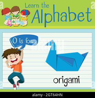 Flashcard letter O is for origami Stock Vector