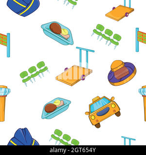 Flying on plane pattern, cartoon style Stock Vector