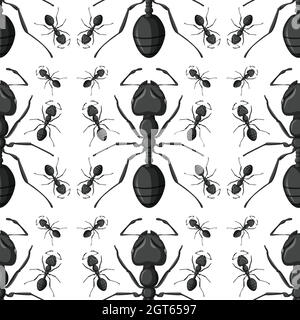 Black ant seamless background Stock Vector