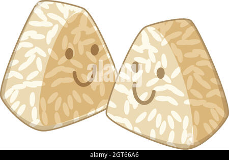 Onigiri, ice balls icon, cartoon style Stock Vector