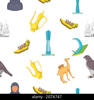 Tourism in UAE pattern, cartoon style Stock Vector