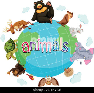 Wild animals around the world Stock Vector