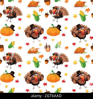 An turkey autumn seamless pattern Stock Vector