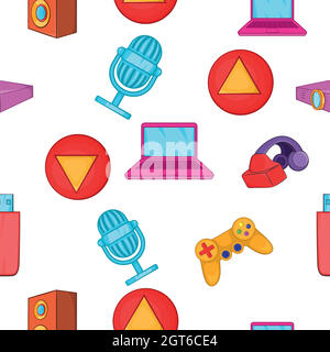Electronic gadget pattern, cartoon style Stock Vector