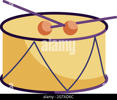 Drum and drum sticks icon, cartoon style Stock Vector