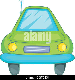 Car with wifi sign i icon, cartoon style Stock Vector