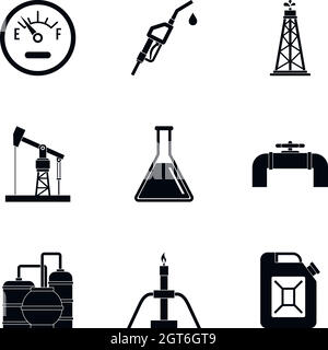 Oil icons set, simple style Stock Vector