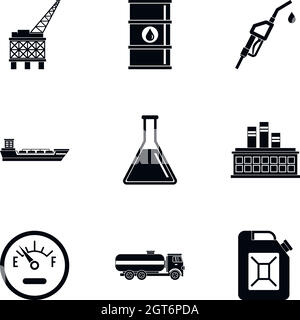 Gasoline icons set, simple style Stock Vector