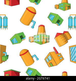 Production plant pattern, cartoon style Stock Vector