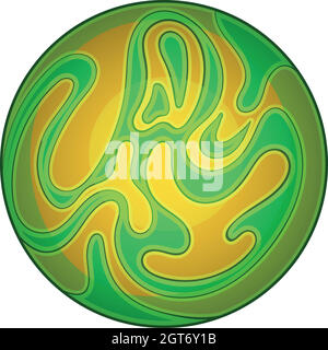 Green planet icon, cartoon style Stock Vector