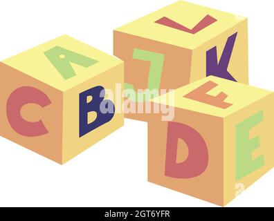 Alphabet cubes toy icon, cartoon style Stock Vector