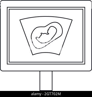 Ultrasound fetus icon, outline style Stock Vector