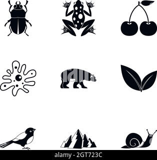 Flora icons set, simple style Stock Vector