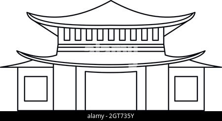 Pagoda icon, outline style Stock Vector