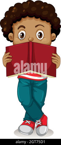 Little boy reading book Stock Vector