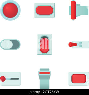 Button icons set, cartoon style Stock Vector