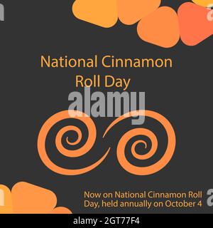 National Cinnamon Roll Day, held annually on October 4 Stock Vector