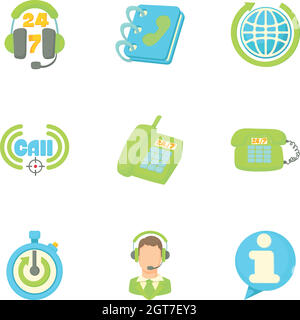 Consultation icons set, cartoon style Stock Vector