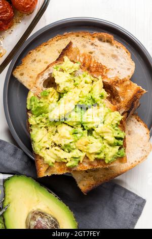 Healthy Snack Of Avocado Toasts From Sourdough Bread