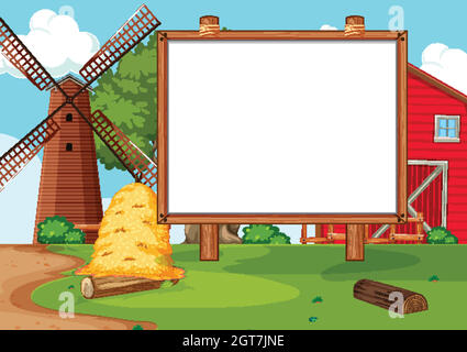 Empty banner board in nuture farm scenery Stock Vector