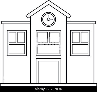 School building icon line style on white background Stock Vector Image ...
