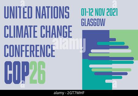 COP 26 Glasgow 2021 vector illustration - United Nations Climate Change Conference Stock Vector