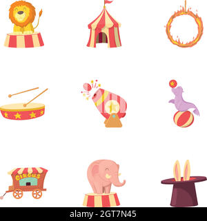 Tricks icons set, cartoon style Stock Vector