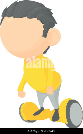 Boy on segway icon, cartoon style Stock Vector