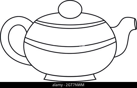 Teapot icon, outline style Stock Vector